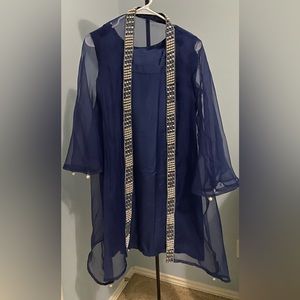 3 piece Blue Kurta set Pakistani style